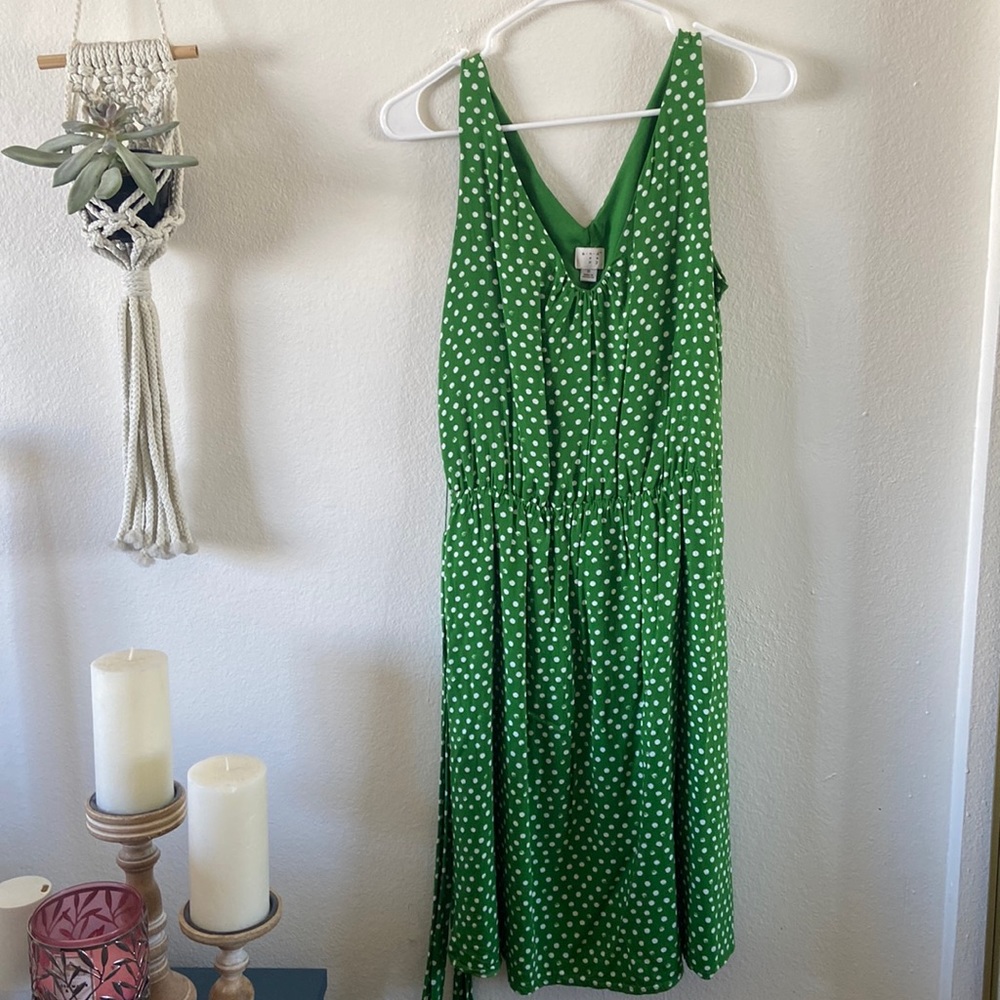A New Day green and white polka dot dress